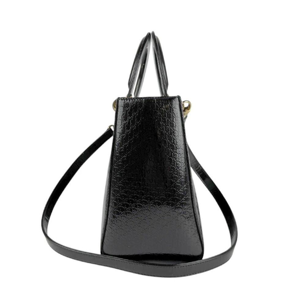 Dior Shoulder Vernis leather Black Bag 2way Christian Patent Black